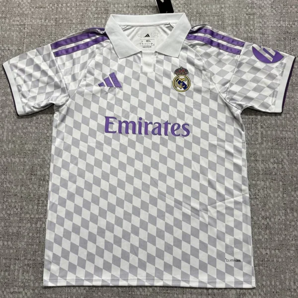 Real Madrid 2026/27 Grey White Special Edition Training Shirt Fan Version - Front View Real Madrid 2026/27 Grey White Special Edition Training Shirt Fan Version - Front View | KFCOOL