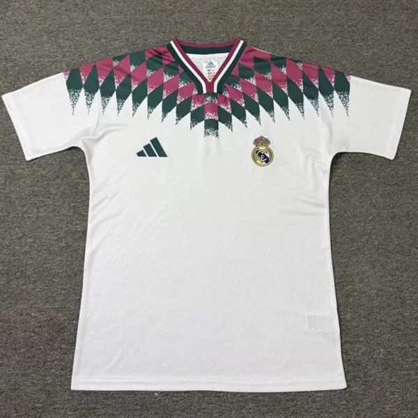 Real Madrid 2026/27 White Red Training Shirt - Front View Real Madrid 2026/27 White Red Training Shirt - Front View | KFCOOL