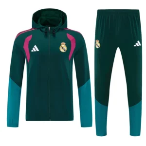 Real Madrid 2026/27 Dark Green Windbreaker Suit - Front View Real Madrid 2026/27 Dark Green Windbreaker Suit - Front View | KFCOOL
