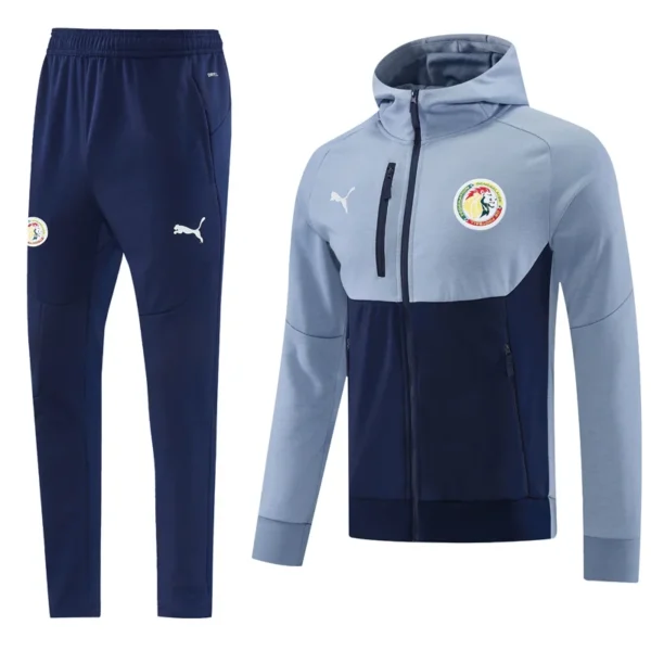 Senegal 2026/27 Blue Grey Jacket Tracksuit - Front View | KFCOOL